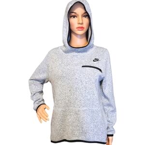Nike Wmns Tech Summit Sportswear Hoodie Sz M Funnel Neck High-low Heather Gray